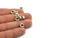Rondelle 10mm Spacer Bead, 6 Antique Silver Plated Brass Rondelle Beads, Findings (10x5.4mm) N0278
