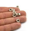 Rondelle 10mm Spacer Bead, 6 Antique Silver Plated Brass Rondelle Beads, Findings (10x5.4mm) N0278
