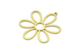 Brass Flower Charm, 4 Raw Brass Flower Shaped Charms With 1 Loop, Charm Pendants (32x27x0.80mm) SMP0769 A6229