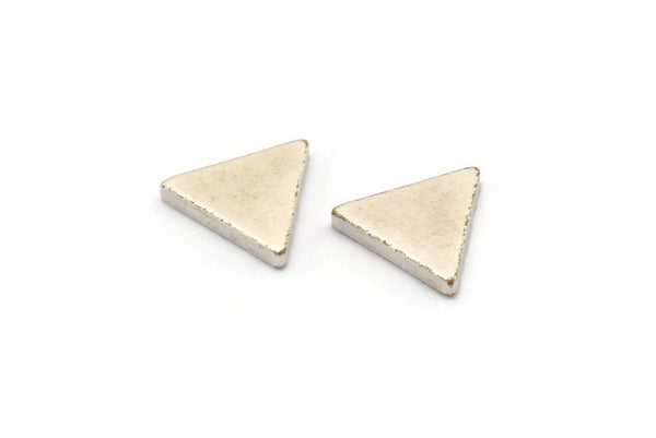 Silver Triangle Blank, 12 Antique Silver Plated Brass Triangle Blanks (9x1.5mm) D0129