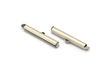 Silver Slide On End, 10 Antique Silver Plated Brass Slide On End Clasps for Seed Beads, Findings, Bracelets (30x4mm) BS 2121