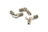 Leather Hook Caps, 4 Antique Silver Plated Brass Leather Cord Ends for 2mm Leather Cords, Hook Ends (15x12x4mm) N0307