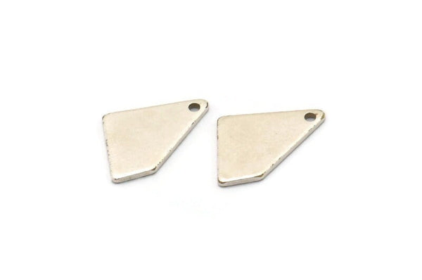 Silver Diamond Charm, 24 Antique Silver Plated Brass Rhombus Stamping Blanks With 1 Hole, Earrings, Findings (14x9x0,80mm) D0672