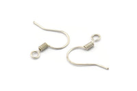 Silver Ear Wires, Earring Hooks, 50 Antique Silver Plated Brass Earring Setting, Findings, Crafts (16x0.7mm) BS 1776