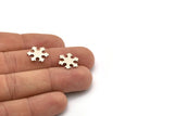 Silver Snowflake Blank, 12 Antique Silver Plated Brass Snowflake Blanks, Earrings, Findings (14x1mm) D0600