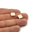 Silver Square Blank, 4 Antique Silver Plated Brass Square Blanks, Findings (10x3mm) D0371