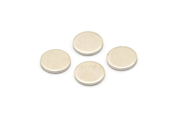 Silver Round Tag, 24 Antique Silver Plated Brass Round Stamping Blanks, Findings (8x1mm) A4133