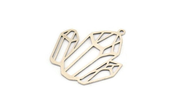 Silver Diamond Charm, 6 Antique Silver Plated Brass Diamond Shaped Charms With 1 Loop, Pendant Findings (34x31.5x0.60mm) A4573