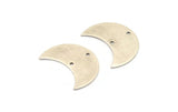 Silver Horn Pendant, 4 Antique Silver Plated Brass Moons With 2 Holes (30x15x0.80mm) D0176