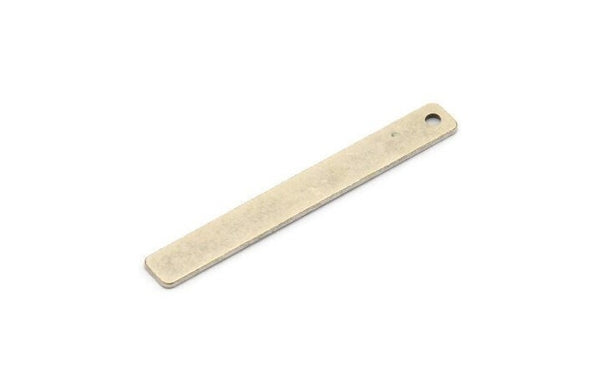 Tiny Rectangle Bar, 10 Antique Silver Plated Brass Rectangle Stamping Blanks with 1 Hole, Necklace Finding (40x5x0.80mm) U032
