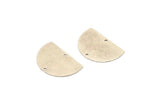 Semi Circle Charm, 6 Antique Silver Plated Brass Half Moon Blanks With 2 Holes, Findings, Pendants (26.5x17.5x0.50mm) D1003
