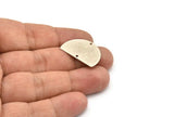 Semi Circle Charm, 6 Antique Silver Plated Brass Half Moon Blanks With 2 Holes, Findings, Pendants (26.5x17.5x0.50mm) D1003