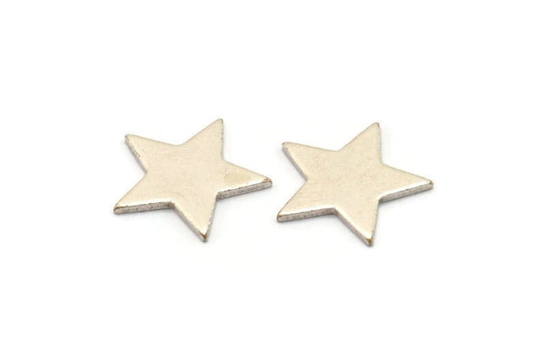 Silver Star Blank, 12 Antique Silver Plated Brass Star Blank, Findings (15x16x1mm) BS 1860