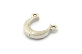 Silver Moon Charm, 4 Antique Silver Plated Brass Textured Horn Charms With 2 Loops, Pendant, Jewelry Finding (12x3.50x3mm) N0301