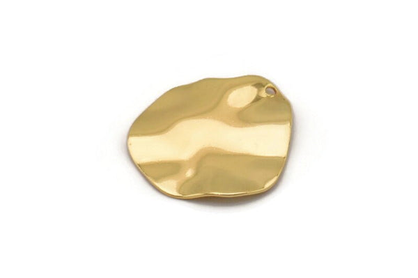 Gold Wavy Disc, 4 Gold Plated Brass Wavy Discs With 1 Hole, Findings (22mm) D0573