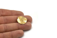 Gold Wavy Disc, 4 Gold Plated Brass Wavy Discs With 1 Hole, Findings (22mm) D0573