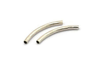 Hammered Noodle Bead, 8 Antique Silver Plated Brass Hammered Curved Tubes (4x45mm) BS 2212