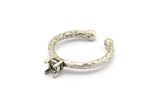 Adjustable Ring Settings, 2 Antique Silver Plated Brass 4 Claw Ring Blanks - Pad Size 4mm N0316