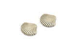 Silver Shell Blank, 6 Antique Silver Plated Brass Sea Shell Blanks, Earrings, Findings (13x11x2mm) D994