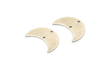 Silver Crescent Moon, 4 Antique Silver Plated Brass Moons With 2 Holes (25x11x0.80mm) D0010
