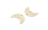 Silver Crescent Moon, 4 Antique Silver Plated Brass Moons With 2 Holes (25x11x0.80mm) D0010