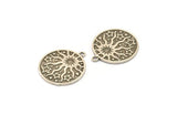 Silver Round Charm, Antique Silver Plated Brass Sun And Star Charm With 1 Loop, Findings (29x25.5x1.5mm) N2270