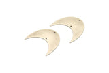 Moon Phase Blank, 2 Antique Silver Plated Brass Crescent Moon Blanks With 2 Holes (42x20x0.6mm) BS 2119