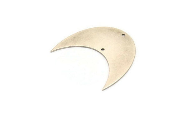 Moon Phase Blank, 2 Antique Silver Plated Brass Crescent Moon Blanks With 2 Holes (42x20x0.6mm) BS 2119