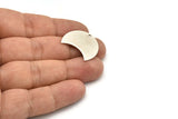 Silver Brass Crescent, 4 Antique Silver Plated Brass Crescent Shaped Moon Blanks (25x15x0.80mm) Moon4  D0494