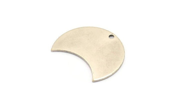 Silver Brass Crescent, 4 Antique Silver Plated Brass Crescent Shaped Moon Blanks (25x15x0.80mm) Moon4  D0494