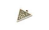 Silver Triangle Charm, 4 Antique Silver Plated Brass Triangle Charms With 1 Loop, Motif Findings, Ethnic Motif Findings (19x16x1.5mm) N2301