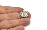 Silver Octagon Charm, 4 Antique Silver Plated Brass Octagon Charms With 1 Loop, Cloud Findings, Moon And Star Findings (19x16x1.5mm) N2332