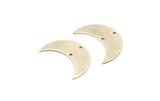 Moon Phase Pendant, 4 Antique Silver Plated Brass Crescent Shaped Pendants with 2 Holes (30x11x0.80mm) D0081