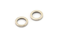 10mm Circle Connectors - 12 Antique Silver Plated Brass Circle Connectors (10x1.5mm) N0438