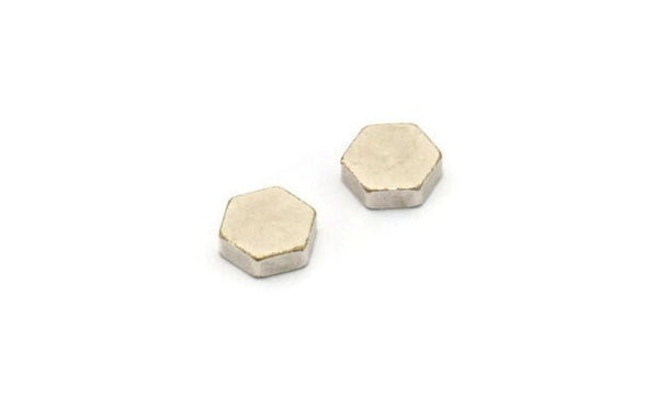 Silver Hexagon Blank, 12 Antique Silver Plated Brass Hexagon Stamping Blanks, Stamping Tags (6x2mm) D0125