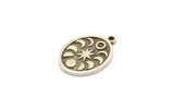 Silver Oval Charm, 4 Antique Silver Plated Brass Oval Charms With 1 Loop, Moon Findings, Moon Phases Findings (20x15x1.4mm) N2348