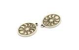 Silver Oval Charm, 4 Antique Silver Plated Brass Oval Charms With 1 Loop, Moon Findings, Moon Phases Findings (20x15x1.4mm) N2348