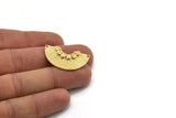 Semi Circle Pendant, Gold Plated Brass Semi Circle Charm With 2 Holes, Findings (32x19mm) N0121
