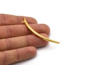 Gold Moon Charm, Gold Plated Textured Brass Crescent Moon Charm With 1 Loop, Findings (62x4.5x2.7mm) N0170