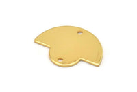 Semi Circle Charm, 2 Gold Plated Brass Semi Circle Charms With 2 Holes, Findings (24x17.5x0.8mm) U098
