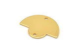 Semi Circle Charm, 2 Gold Plated Brass Semi Circle Charms With 2 Holes, Findings (24x17.5x0.8mm) U098
