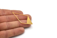 Gold Diamond Charm, 2 Gold Plated Brass Diamond Charms With 1 Loop, Pendants, Findings (56x27.5x0.80mm) E628