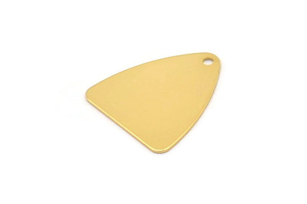 Gold Triangle Charm, 6 Gold Plated Brass Triangle Charms With 1 Hole, Findings (18x16mm) D009--N0670