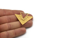 Gold Triangle Charm, Gold Plated Brass Geometric Charm, Pendants, Findings (35x41x1mm) U068