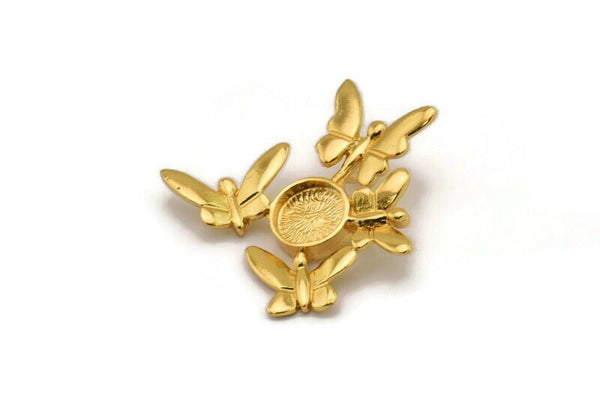 Gold Butterfly Pendant, Gold Plated Brass Butterfly Charm With 1 Loop And 1 Pad, Findings (28x29mm) N0375