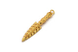 Tribal Sword Pendant, Gold Plated Brass Sword Charm With 1 Loop, Skull Charms, Findings (59x10x6mm) N0193