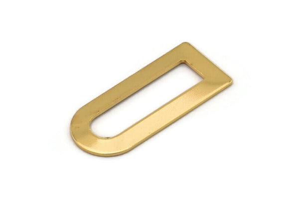 D Shape Charm, 4 Gold Plated Brass D Shape Connectors, Blanks (30x13x0.80mm) M070