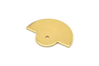 Semi Circle Charm, 2 Gold Plated Brass Semi Circle Charms With 1 Hole, Geometric, Findings (24x17.5x0.8mm) U101
