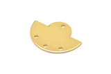 Semi Circle Charm, 2 Gold Plated Brass Semi Circle Charms With 4 Holes, Geometric, Findings (24x17.5x0.8mm) U099