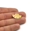 Semi Circle Charm, 2 Gold Plated Brass Semi Circle Charms With 4 Holes, Geometric, Findings (24x17.5x0.8mm) U099